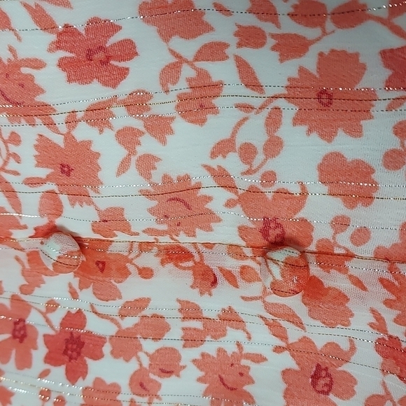 NEW Lulus Total Radiance Maxi Dress Ivory Floral Button-Front Orange Small - Picture 2 of 16